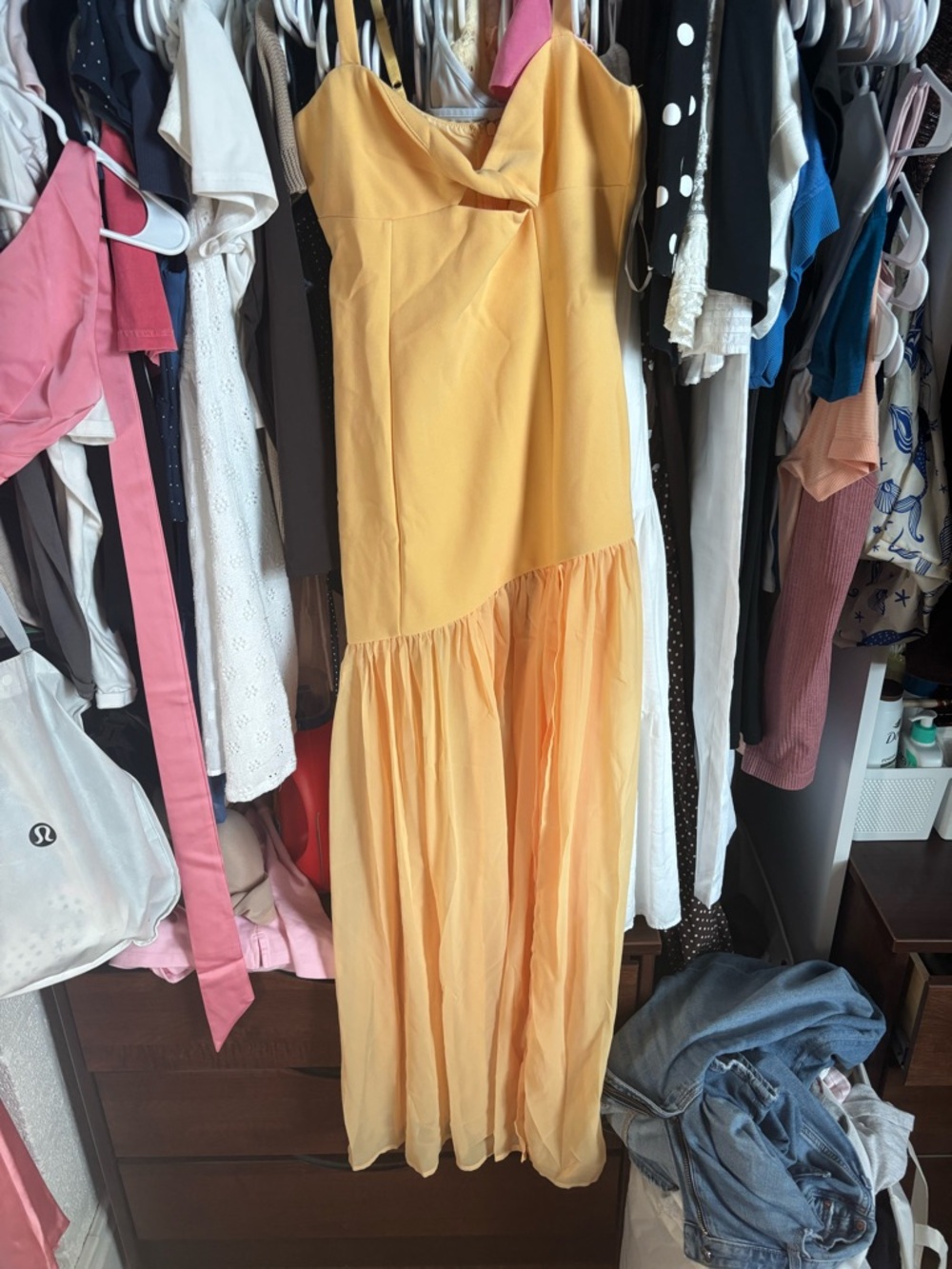 Hello Molly Sunshine Yellow Maxi Dress with Sheer Skirt